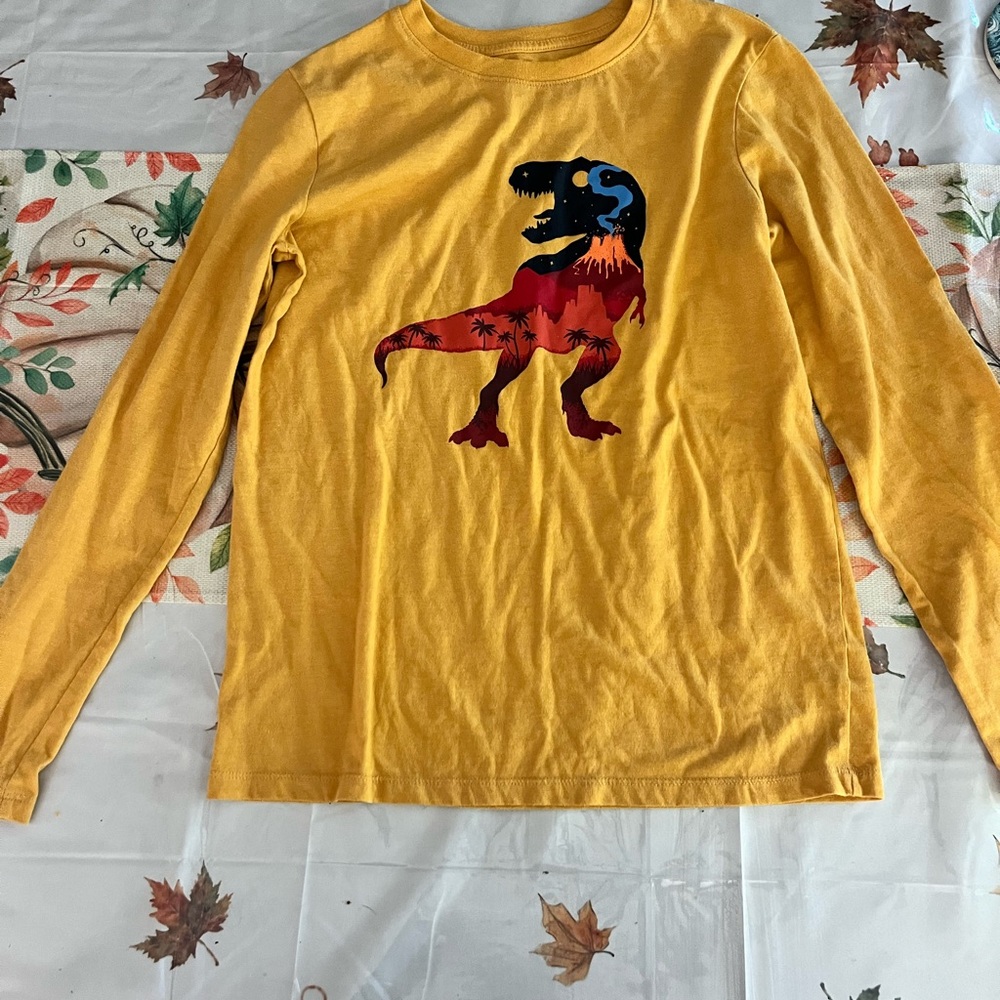 Cat & Jack Mustard Dinosaur‎ Long Sleeve Tee